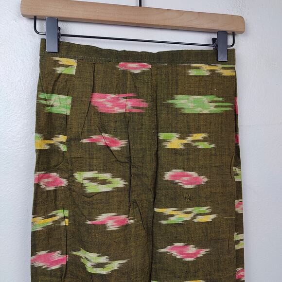 Vintage Unbranded Skirt Size XS Olive Green Tribal Geometric Southwestern Print - Picture 2 of 5